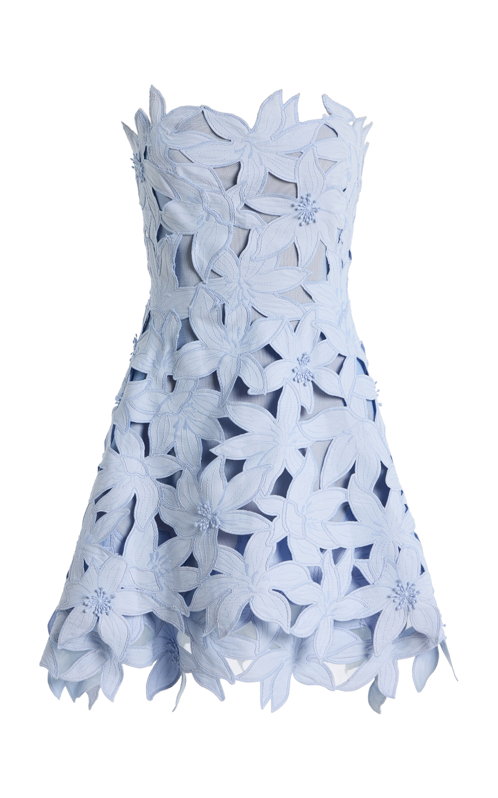 SIMKHAI SIMKHAI Miri Bustier Embroidered Crepe Mini Dress