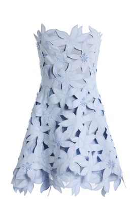 SIMKHAI SIMKHAI Miri Bustier Embroidered Crepe Mini Dress