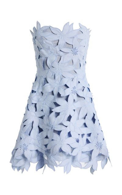 SIMKHAI SIMKHAI Miri Bustier Embroidered Crepe Mini Dress