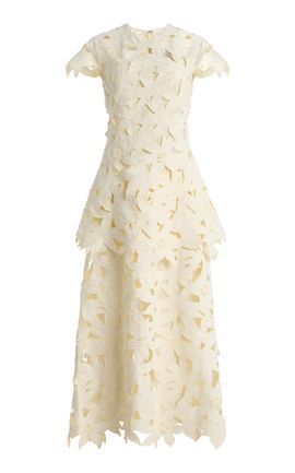 SIMKHAI SIMKHAI Neve Embroidered Crepe Midi Dress