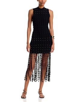 Simkhai Simkhai Noemie Embellished Fringe Midi Dress