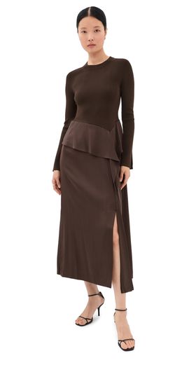 SIMKHAI SIMKHAI Ornella Midi Dress Dark Chocolate