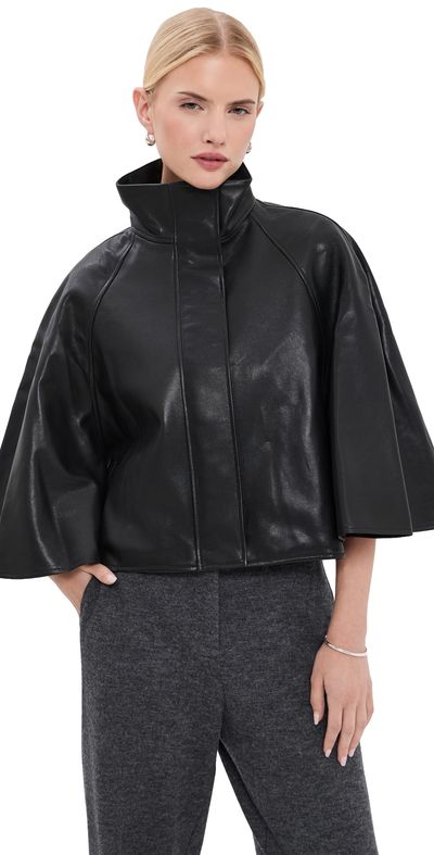 SIMKHAI SIMKHAI Orvik Cape Leather Jacket Black