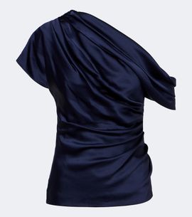 Simkhai Simkhai Phoebe one-shoulder draped satin top