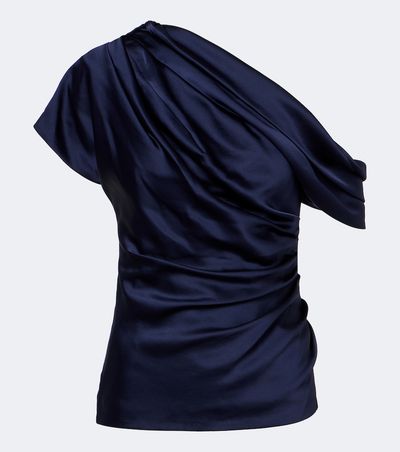 Simkhai Simkhai Phoebe one-shoulder draped satin top