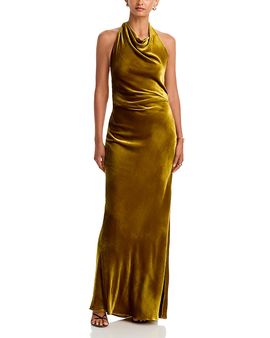 Simkhai Simkhai Reannon Velvet Draped Halter Gown