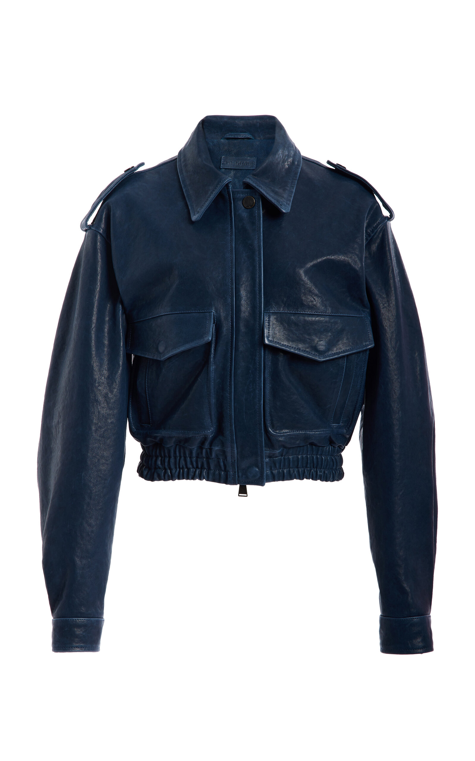 SIMKHAI SIMKHAI Roland Leather Cropped Jacket Blue