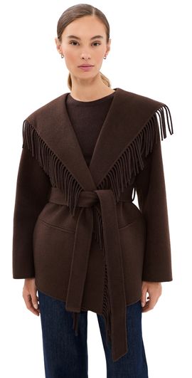 SIMKHAI SIMKHAI Rowen Fringe Jacket Chocolate