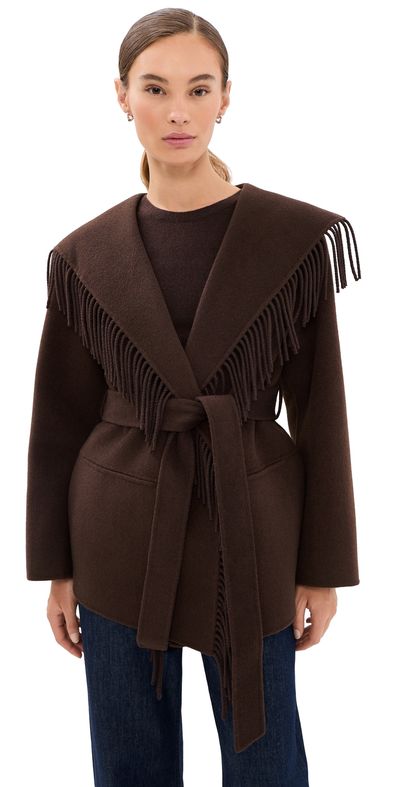 SIMKHAI SIMKHAI Rowen Fringe Jacket Chocolate