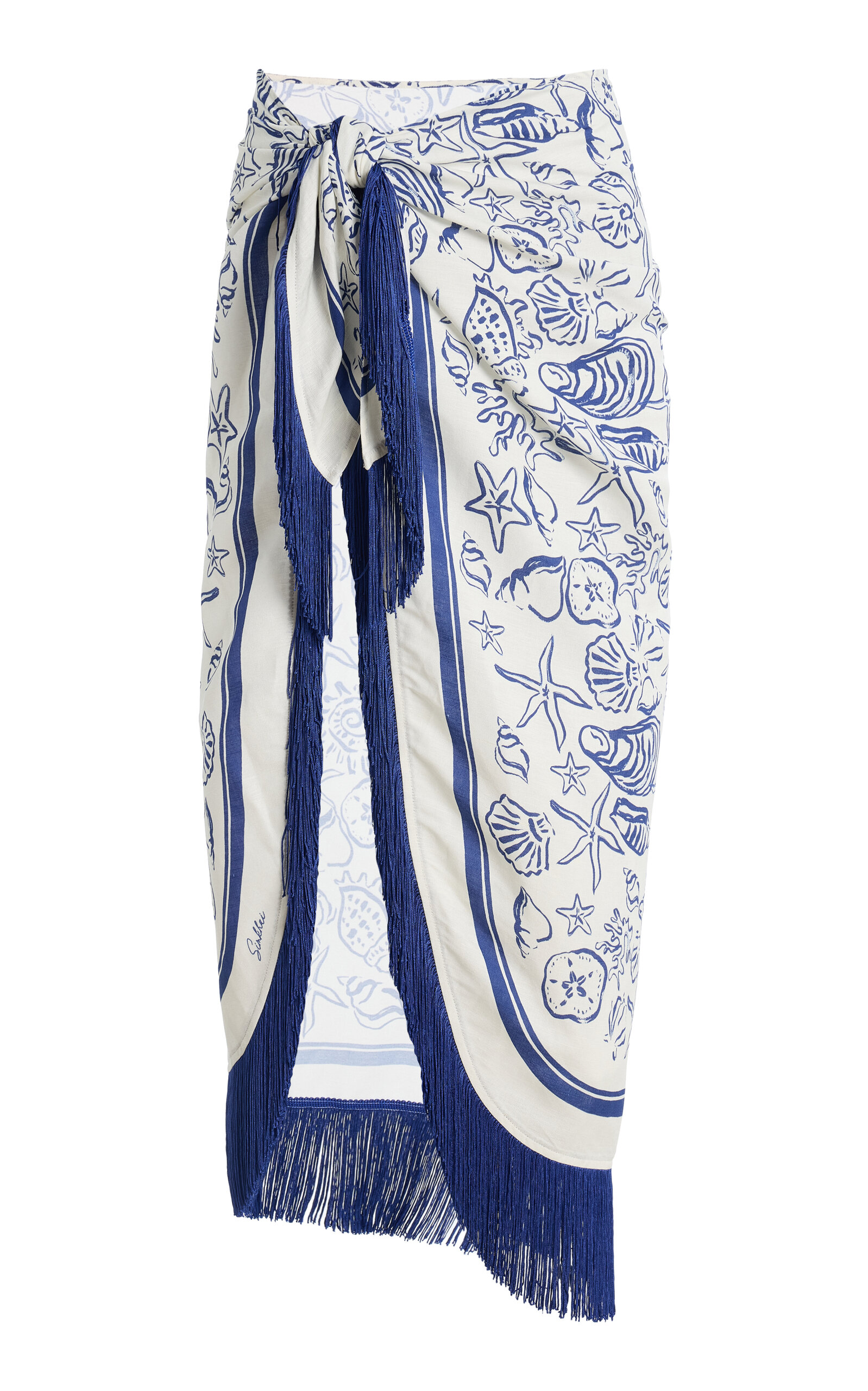 SIMKHAI SIMKHAI Russo Fringed Pareo LinenBlend Maxi Skirt