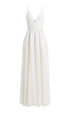 SIMKHAI SIMKHAI Selene Pleated Crepe Maxi Dress