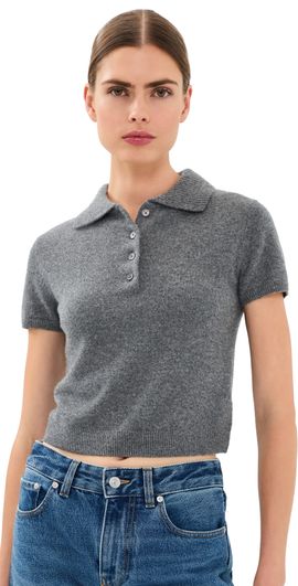 SIMKHAI SIMKHAI Twila Cashmere Polo Top Heather Grey