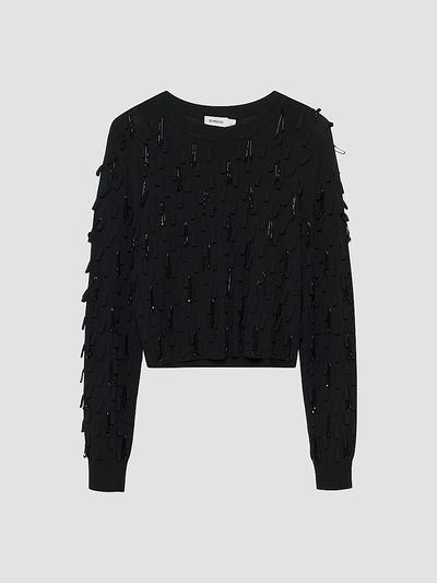 Simkhai Women's Myra Fringe Long-Sleeve Sweater