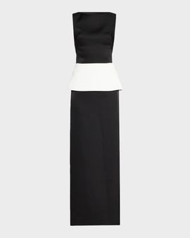 SIMKHAI Sirel Sleeveless Peplum Column Gown