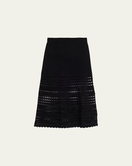 SIMKHAI Westly Open-Stitch Midi Skirt