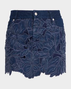 SIMKHAI Winnie Floral Denim Mini Skirt
