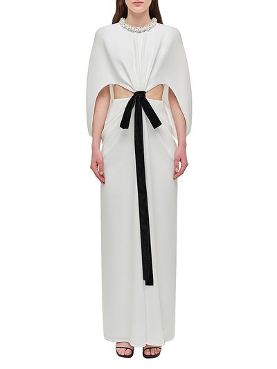 SIMKHAI Women's Annette Tie-Waist Cape Gown