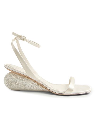 SIMKHAI Women's Bridget Satin Oyster Shell Wedge Sandals