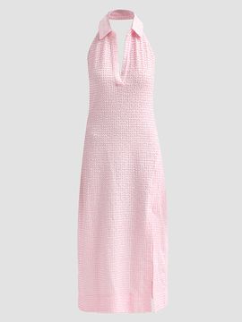 SIMKHAI Women's Clairmont Seersucker Halter Midi Dress