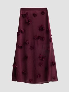 SIMKHAI Women's Cora Floral Appliqué Midi Skirt
