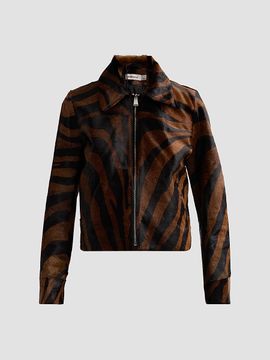 SIMKHAI Women's Daria Zebra Print Leather Jacket