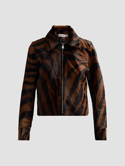 SIMKHAI Women's Daria Zebra Print Leather Jacket