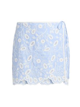 SIMKHAI Women's Delaney Embroidered Linen-Blend Mini Skirt