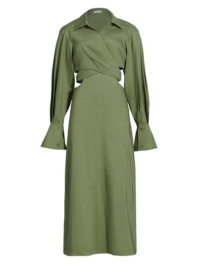 SIMKHAI Women's Giulia Linen-Blend Wrap Maxi Dress