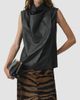 SIMKHAI Women's Halley Cowlneck Leather Top - 2