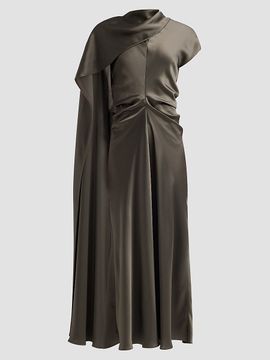 SIMKHAI Women's Jacka Mock Turtleneck Cape Midi Dress