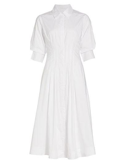 SIMKHAI Women's Jazz Core Cotton Poplin Pintuck Midi-Dress