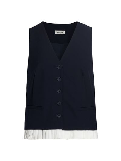 SIMKHAI Women's Laiken Pleated-Trim Vest