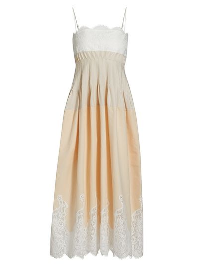 SIMKHAI Women's Lilianna Poplin Lace Combo Midi-Dress
