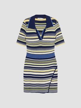 SIMKHAI Women's Lira Chevron Polo Wrap Mini Dress