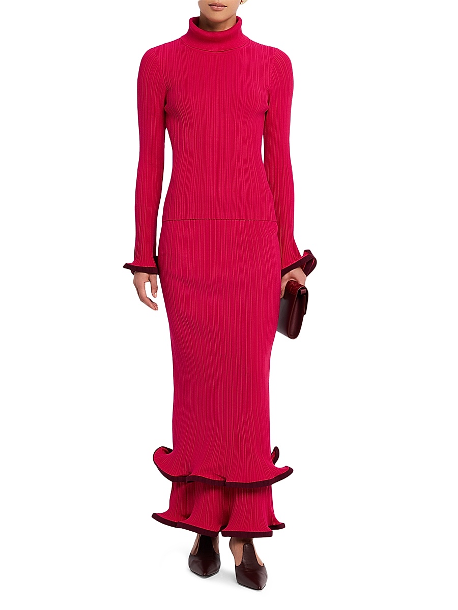 SIMKHAI - Women's Lola Rib-Knit Turtleneck Long-Sleeve Top