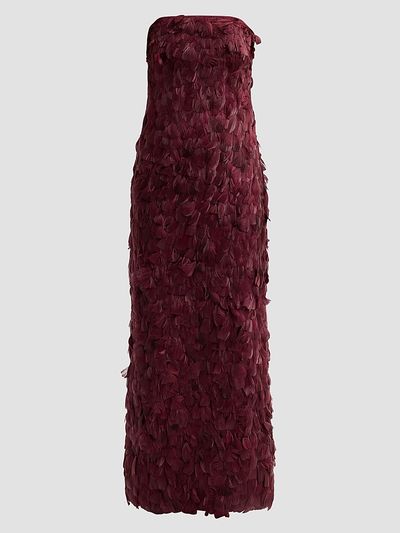 SIMKHAI Women's Malvina Feather Strapless Gown