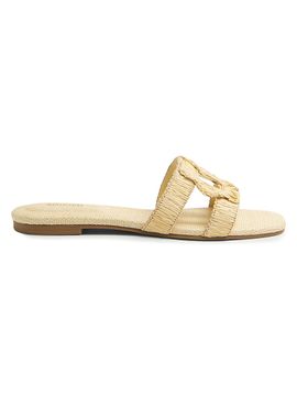 SIMKHAI Women's Monogram Raffia Flat Sandals