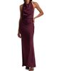 SIMKHAI Women's Reannon Draped Satin Halter Gown - 2