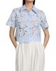SIMKHAI Women's Ryett Checked Laser-Cut Floral Crop Shirt - 3