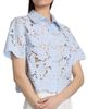 SIMKHAI Women's Ryett Checked Laser-Cut Floral Crop Shirt - 6