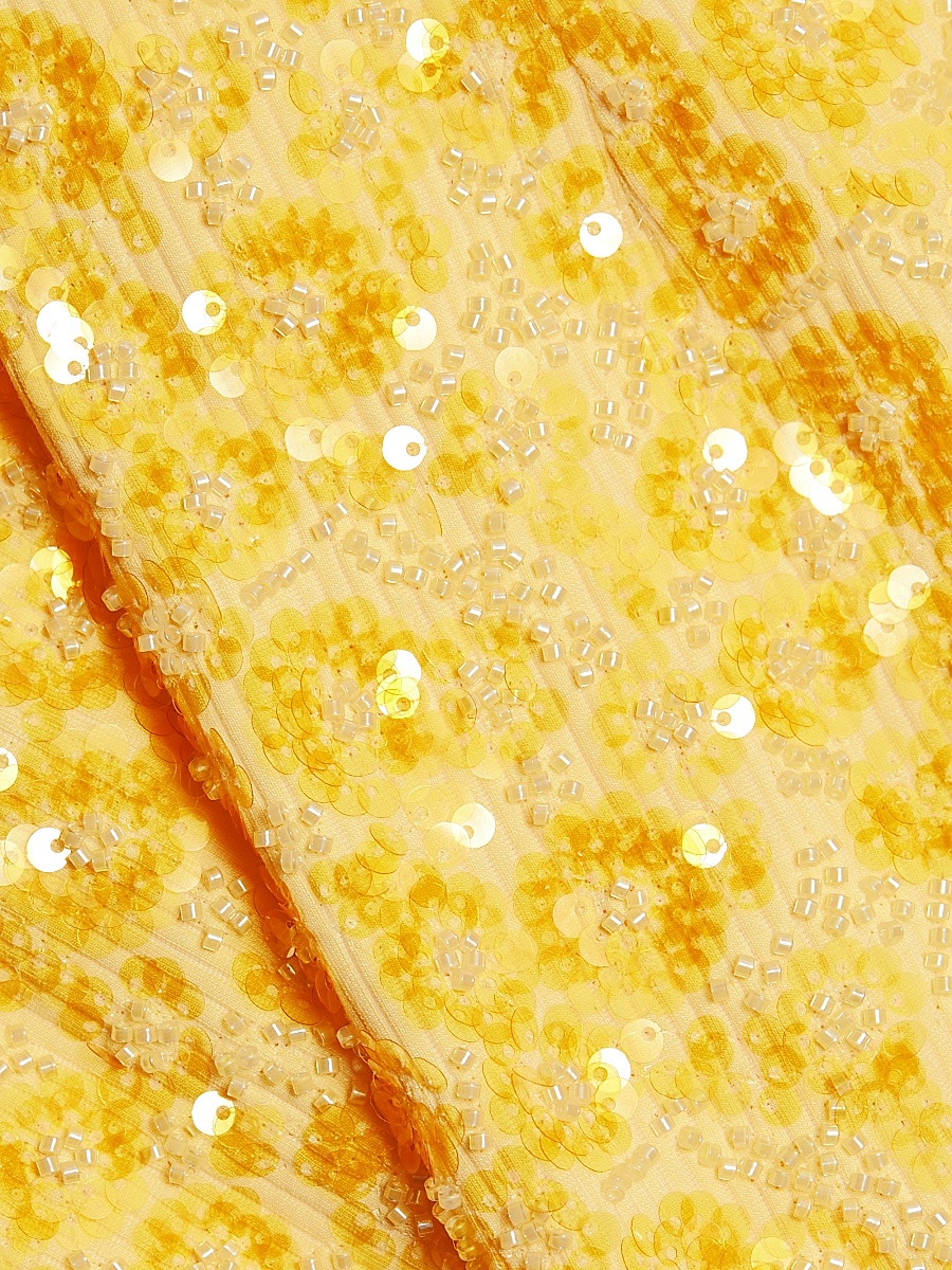simkhai yellow beaded dress Fitted High-Neck Dress with Cold-Shoulder Design and Beaded Embellishm   M.R DESIGN