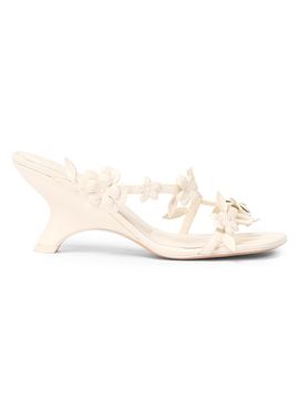 SIMKHAI Women's Willow 75MM Floral-Appliqué Leather Wedge Sandals