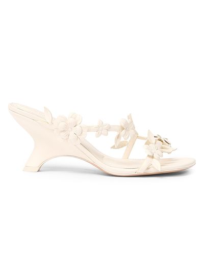 SIMKHAI Women's Willow 75MM Floral-Appliqué Leather Wedge Sandals