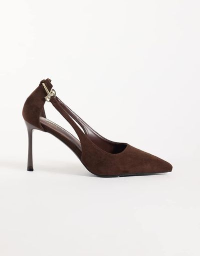 SIMMI Shoes Simmi London Amabel heeled pumps with horsebit detail in brown suedette