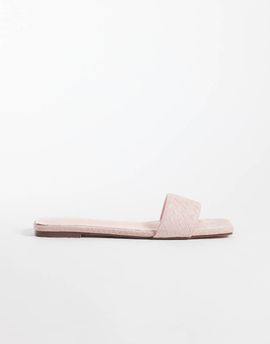 SIMMI Shoes Simmi London Anika embossed slip on flat sandals in pink faux suede