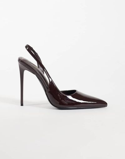 SIMMI Shoes SIMMI London Arabella patent slingback heeled pumps in brown PU