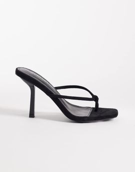 SIMMI Shoes Simmi London Asra heeled mule sandals in black suedette