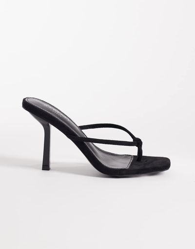 SIMMI Shoes Simmi London Asra heeled mule sandals in black suedette