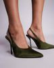 SIMMI Shoes Simmi London Bexley heeled pumps in olive satin-Green - 3