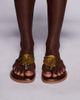 SIMMI Shoes Simmi London Bowe toe thong sandals with gold metal detail in bronze-Brown - 2